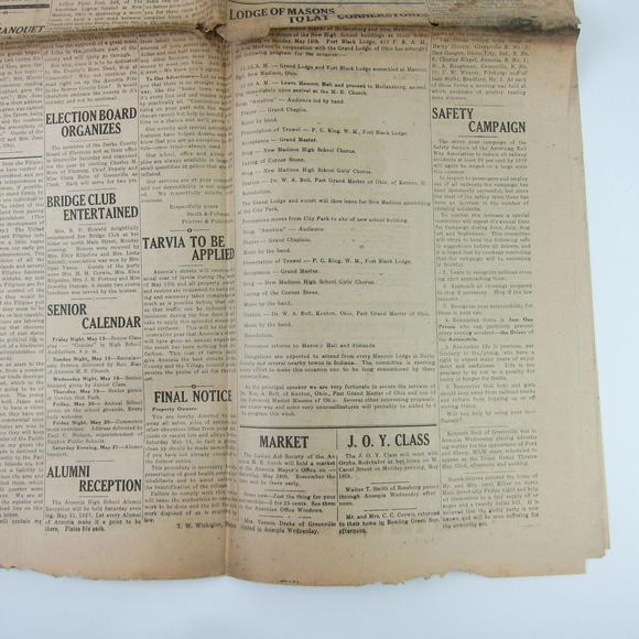 The Ansonian Newspaper Ansonia Darke County Ohio Thursday May 1927 Antique RARE - Picture 5 of 16